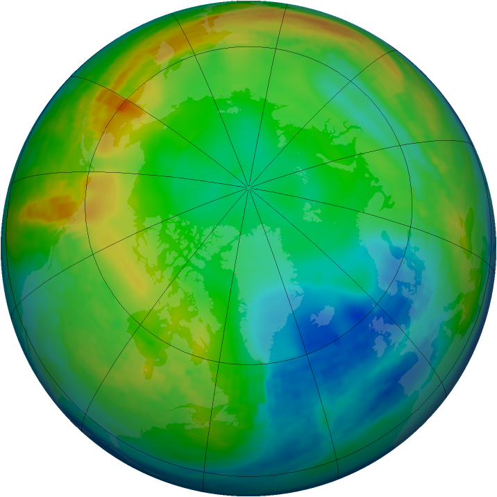 Arctic ozone map for 26 December 1991